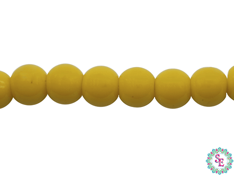 CRISTAL VIDRIO REDONDO LISO AMARILLO # 6MM