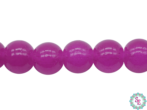 CRISTAL VIDRIO REDONDO LISO FUCSIA NEON # 8MM