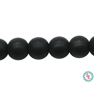 CRISTAL VIDRIO REDONDO LISO NEGRO MATE # 8MM