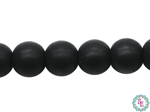 CRISTAL VIDRIO REDONDO LISO NEGRO MATE # 8MM