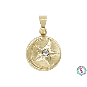 ORO LAMINADO 18K DIJE MEDALLA ESTRELLA CIRCON 12MM X UND 