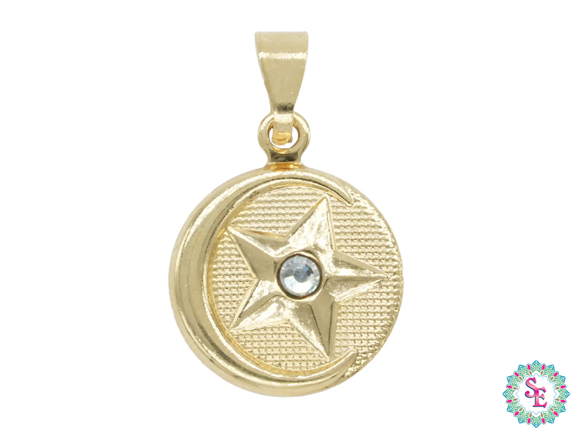 ORO LAMINADO 18K DIJE MEDALLA ESTRELLA CIRCON 12MM X UND  1