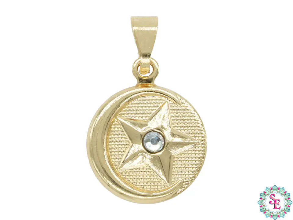 ORO LAMINADO 18K DIJE MEDALLA ESTRELLA CIRCON 12MM X UND  1