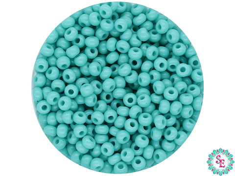 CHAQUIRA CHECA 10/0 (2MM) VERDE MENTA FUERTE PAQUETE X 20 GRAMOS (2020 UND APROX)