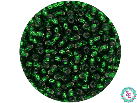 CHAQUIRA CHECA 10/0 (2MM) VERDE BRILLANTE  X 20 GRAMOS (2020 UND APROX)