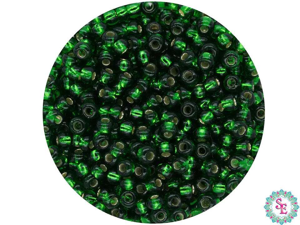 CHAQUIRA CHECA 10/0 (2MM) VERDE BRILLANTE  X 20 GRAMOS (2020 UND APROX) 1