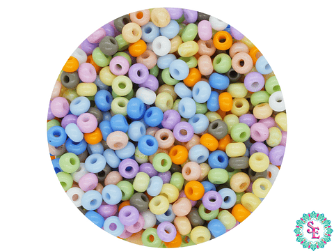 CHAQUIRA CHECA 10/0 (2MM) MIX PASTEL X 20 GRAMOS (2020 UND APROX)