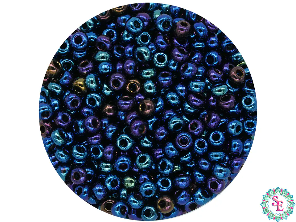 CHAQUIRA CHECA 10/0 (2MM) AZUL IRIZADO PAQUETE X 20 GRAMOS (2020 UND APROX) 1