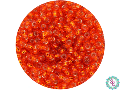 CHAQUIRA CHECA 10/0 (2MM) NARANJA BRILLANTE  X 20 GRAMOS (2020 UND APROX)