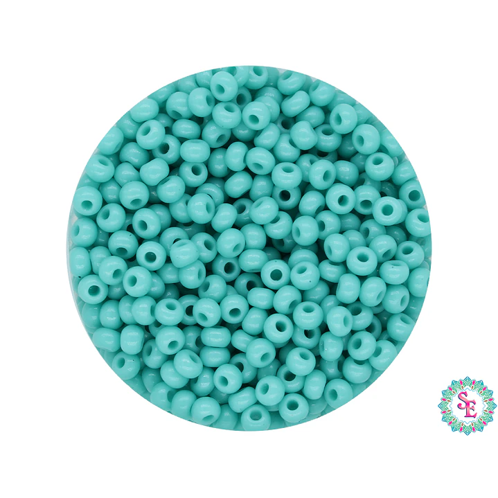 CHAQUIRA CHECA 8/0 (3MM) VERDE MENTA FUERTE OSCURO X 20 GRAMOS (792 UND APROX) 1