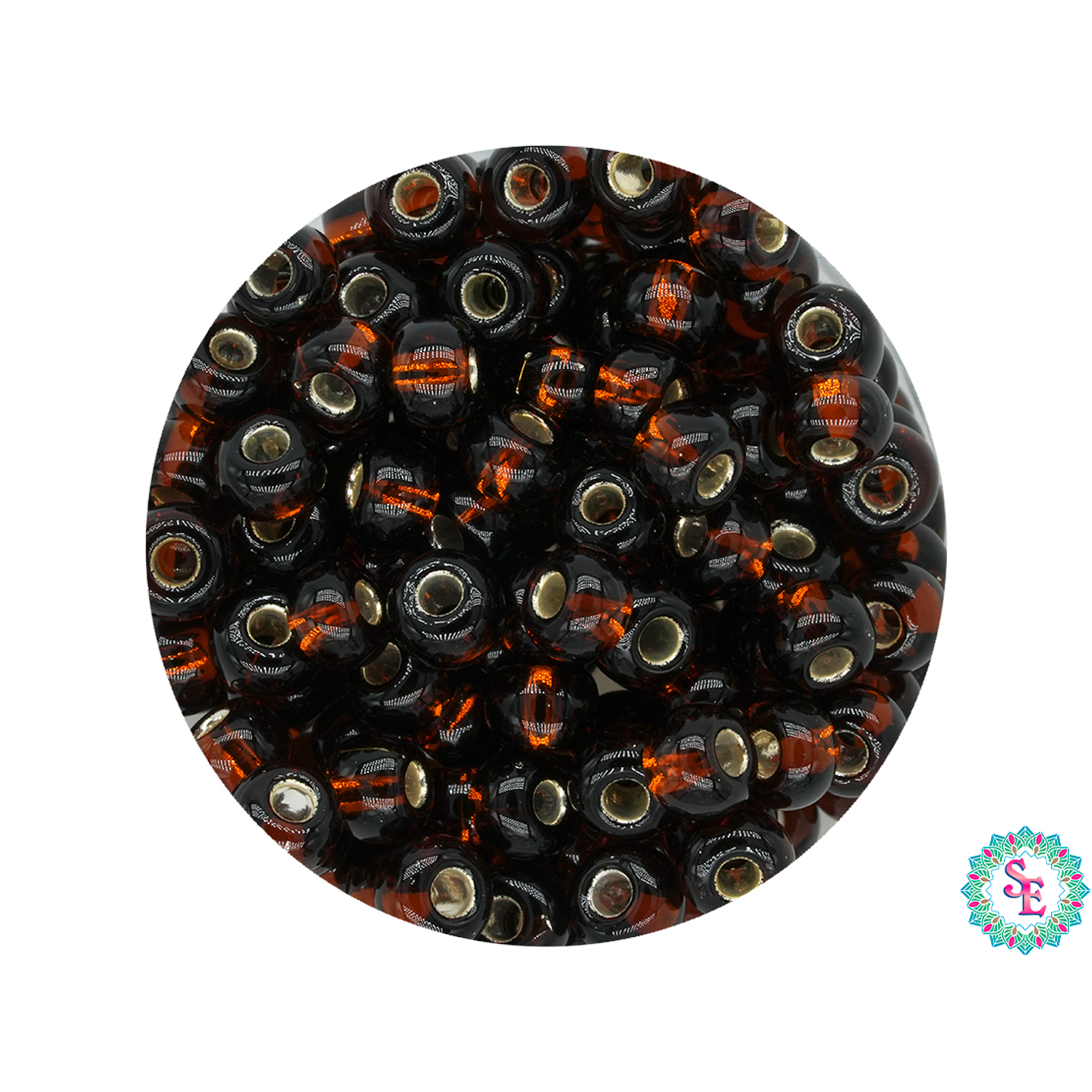 CHAQUIRA CHECA 6/0 (4MM) OCRE OSCURO BRILLANTE X 20 GRAMOS (296 UND APROX) 1