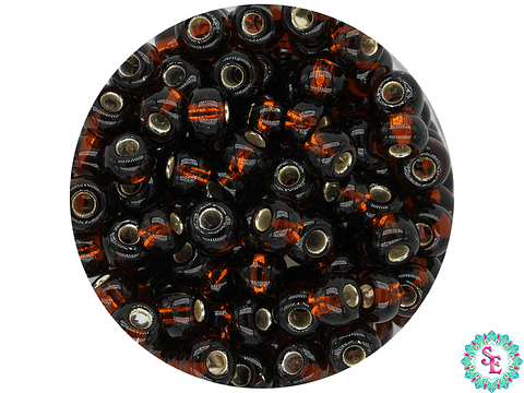 CHAQUIRA CHECA 6/0 (4MM) OCRE OSCURO BRILLANTE X 20 GRAMOS (296 UND APROX)