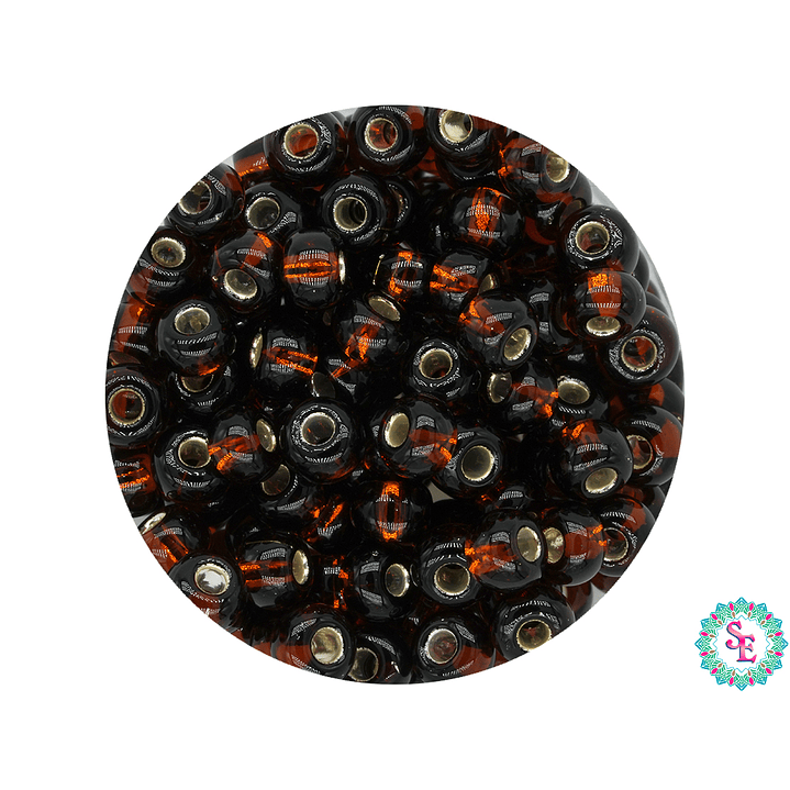 CHAQUIRA CHECA 6/0 (4MM) OCRE OSCURO BRILLANTE X 20 GRAMOS (296 UND APROX) 1