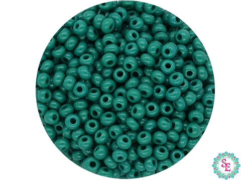 CHAQUIRA CHECA 10/0 (2MM) VERDE PINO X 20 GRAMOS (2020 UND APROX)