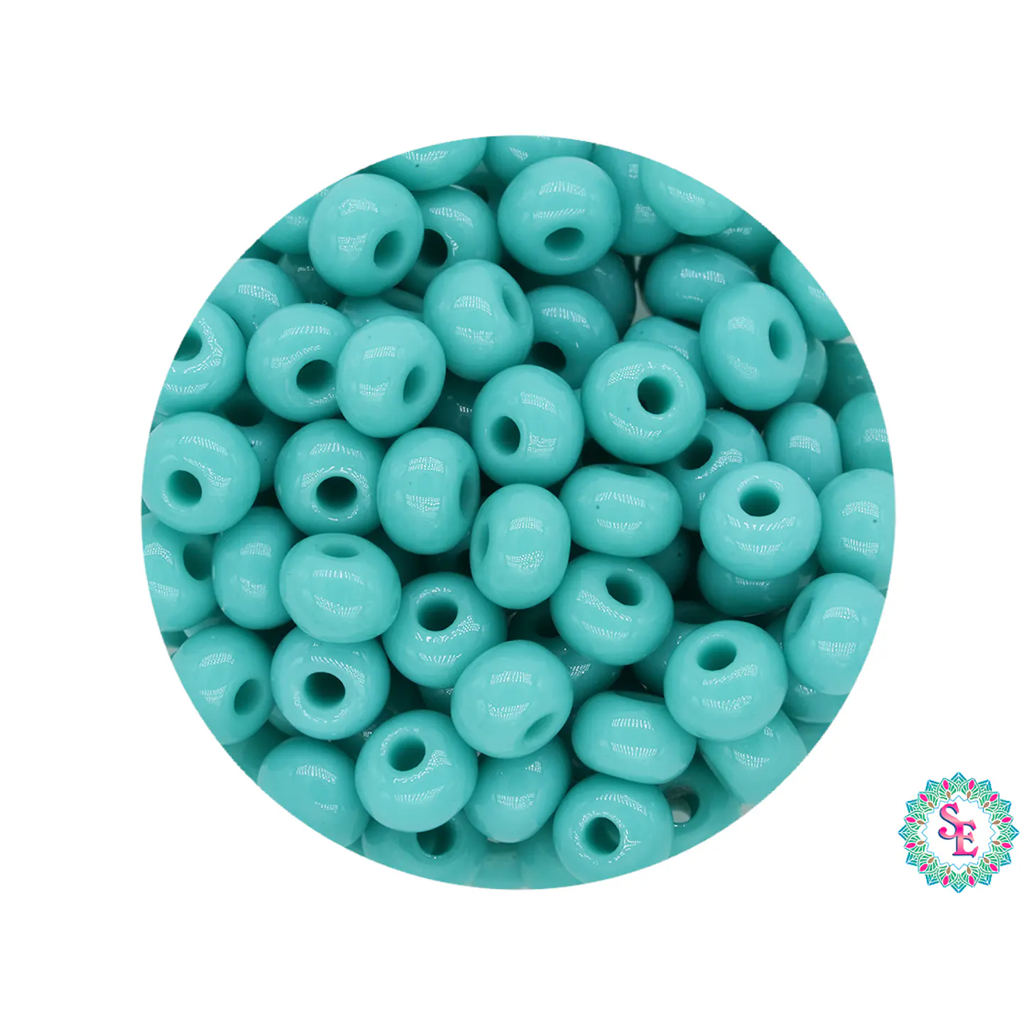 CHAQUIRA CHECA 6/0 (4MM) VERDE MENTA FUERTE X 20 GRAMOS (296 UND APROX) 1