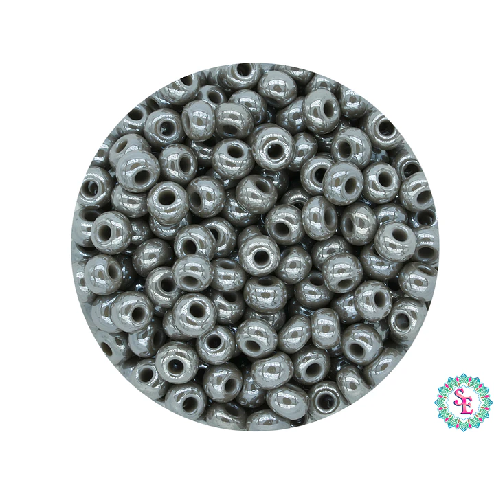 CHAQUIRA CHECA 8/0 (3MM) GRIS PERLADO X 20 GRAMOS (792 UND APROX) 1