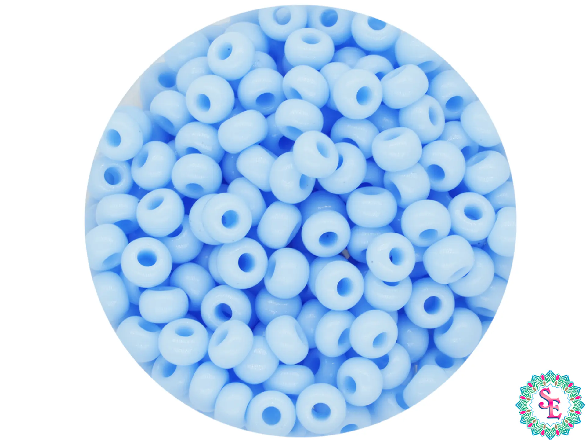 CHAQUIRA CHECA 8/0 (3MM) AZUL CIELO X 20 GRAMOS (792 UND APROX) 1