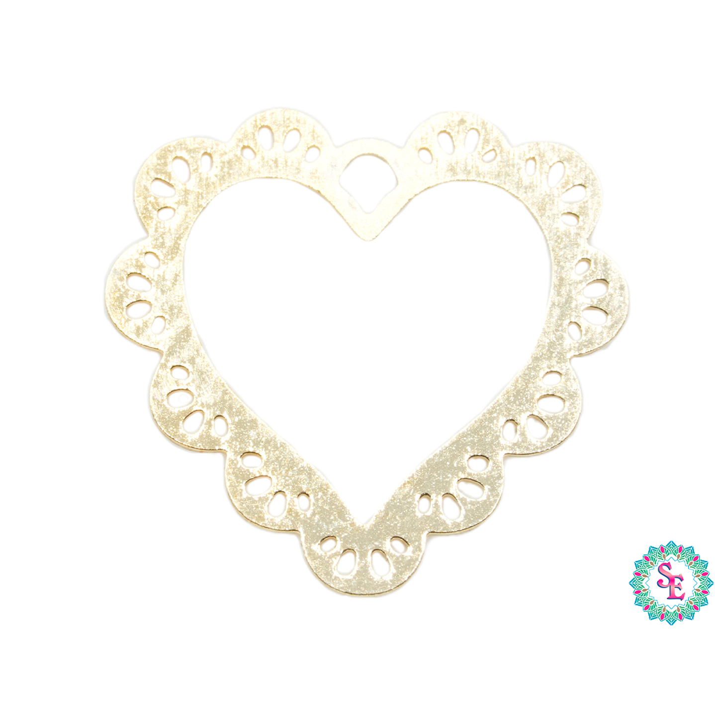 ORO GOLFI METALICO DIJE MINI CORAZON BORDE DECORADO 12*12MM 1