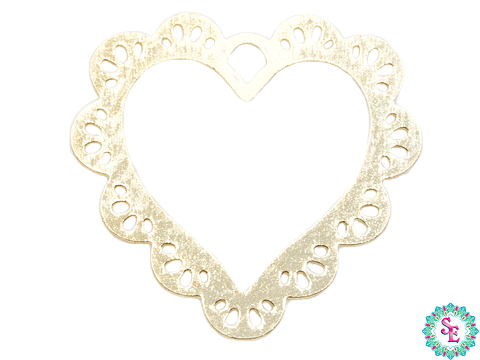 ORO GOLFI METALICO DIJE MINI CORAZON BORDE DECORADO 12*12MM