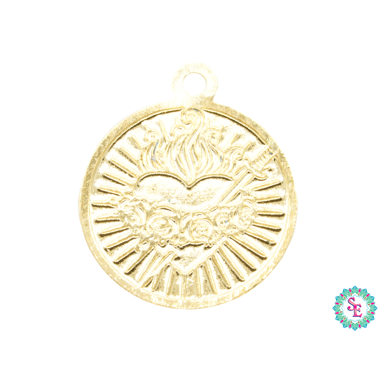 ORO GOLFI METALICO DIJE MINI CORAZON DE JESUS 8MM 1