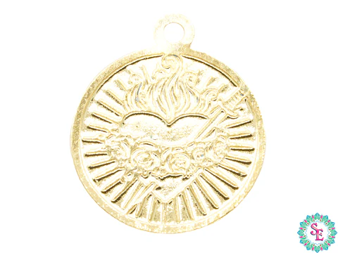 ORO GOLFI METALICO DIJE MINI CORAZON DE JESUS 8MM