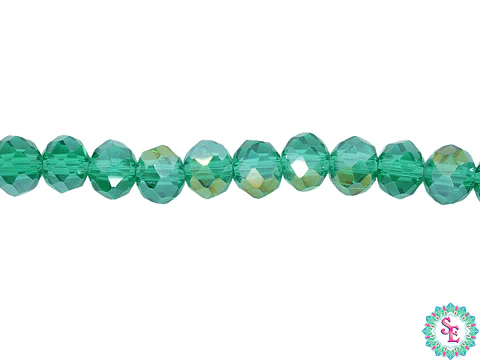 CRISTAL MURANO VERDE ESMERALDA TRANSPARENTE AB # 6MM