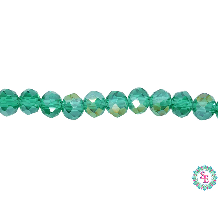 CRISTAL MURANO VERDE ESMERALDA TRANSPARENTE AB # 6MM 1