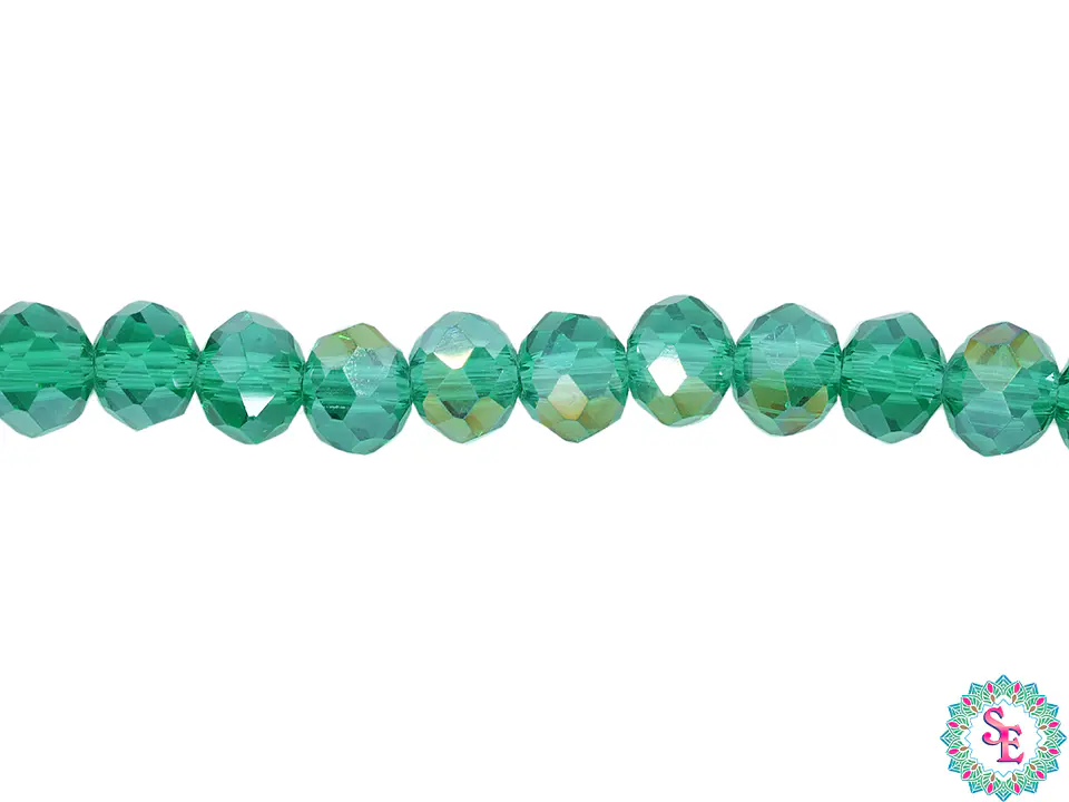 CRISTAL MURANO VERDE ESMERALDA TRANSPARENTE AB # 6MM 1