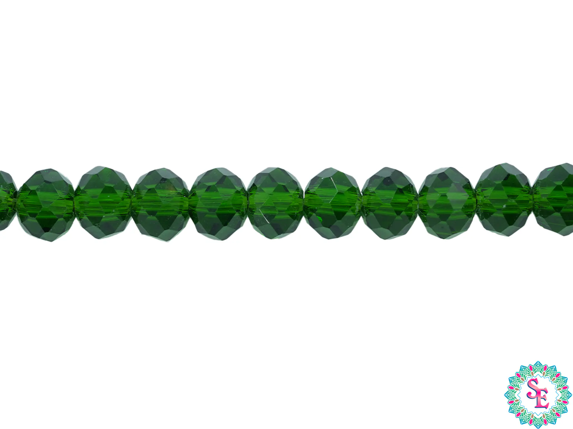 CRISTAL MURANO VERDE ALBAHACA TRANSPARENTE # 6MM 1