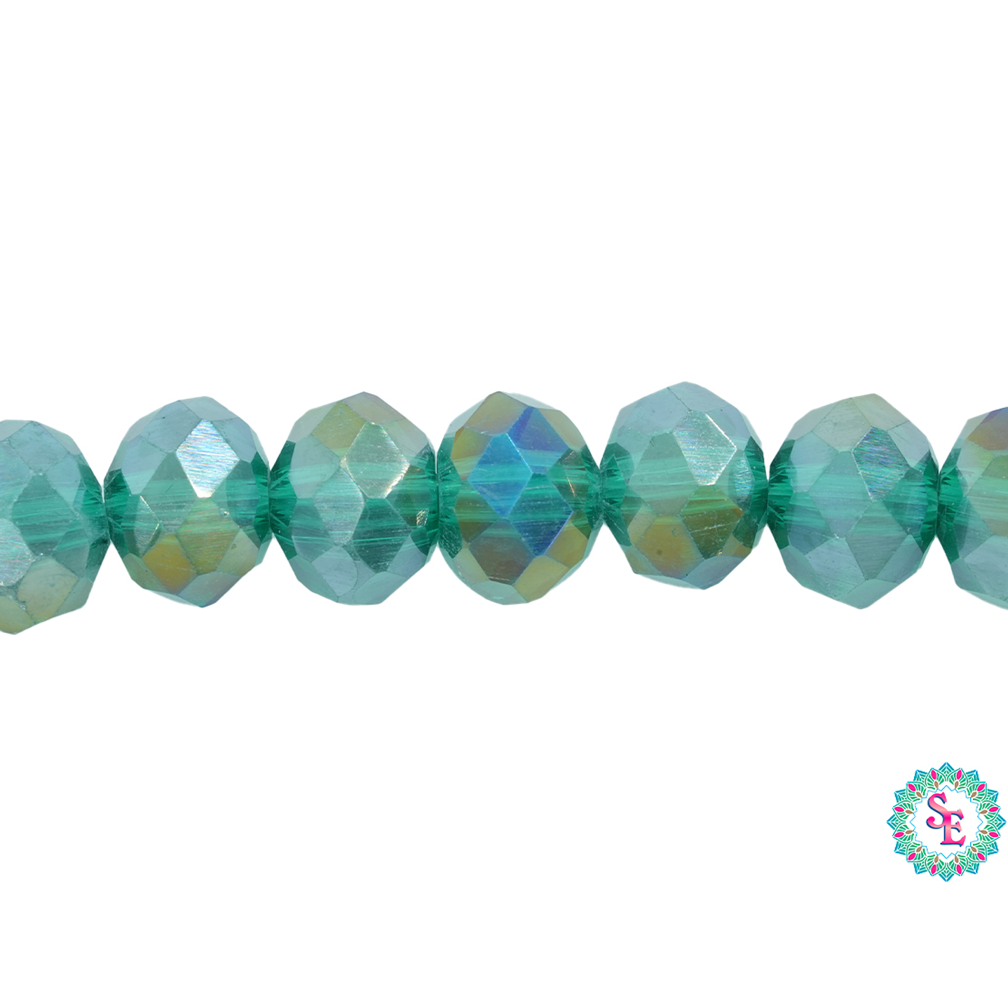 CRISTAL MURANO # 8MM VERDE ESMERALDA AB TRANSPARENTE  1