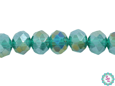 CRISTAL MURANO # 8MM VERDE ESMERALDA AB TRANSPARENTE 