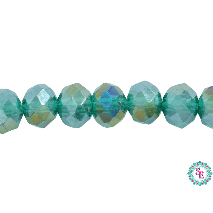 CRISTAL MURANO # 8MM VERDE ESMERALDA AB TRANSPARENTE  1