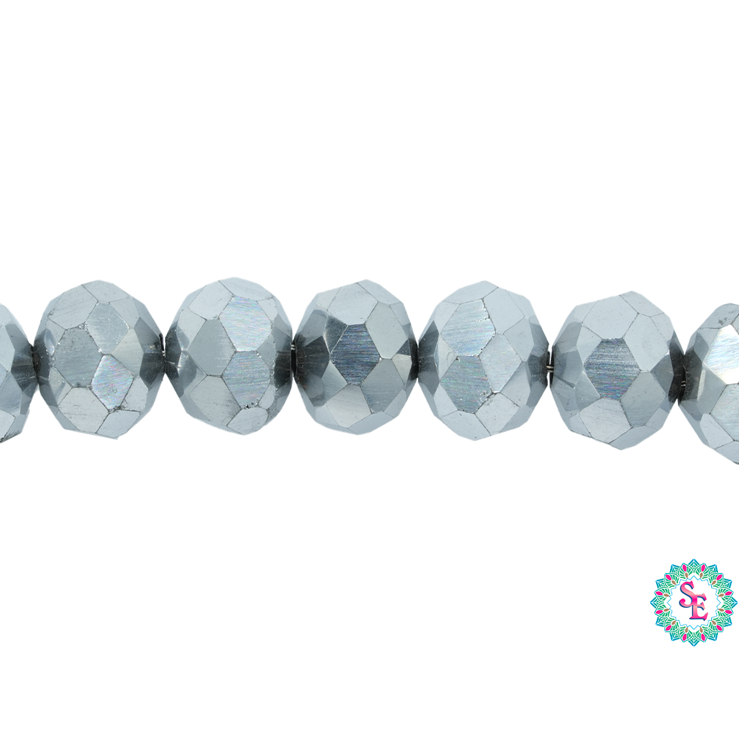 CRISTAL MURANO # 8MM PLATEADO METALIZADO 1