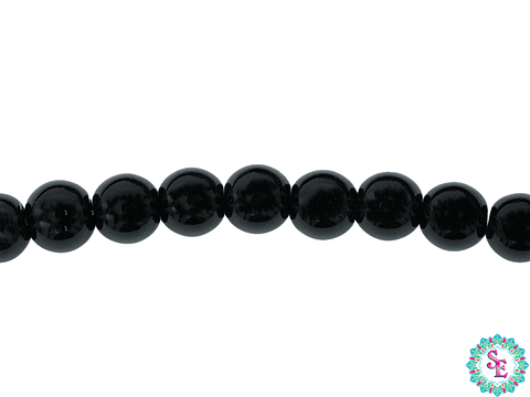 PERLA DE VIDRIO REDONDA # 8MM NEGRA X 115 UND APROX 