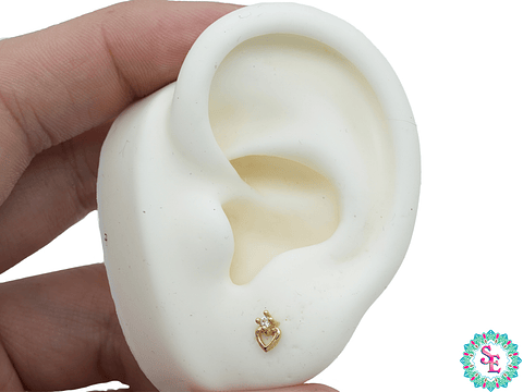 ORO 18K TOPO CORAZON CIRCON  6.5*4MM  TP-8