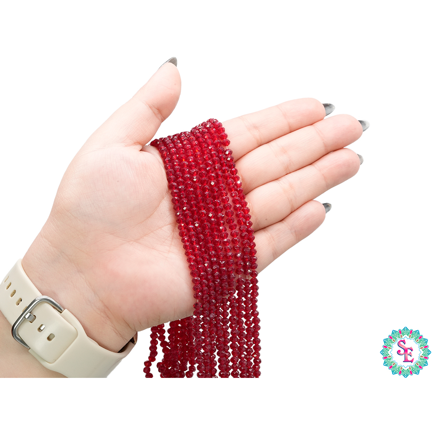 CRISTAL MURANO # 4MM ROJO OSCURO TRANSPARENTE 2