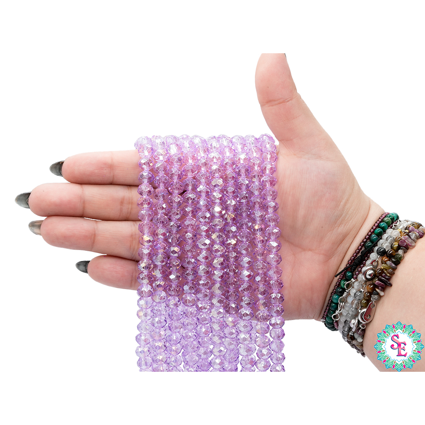 CRISTAL MURANO # 8MM LILA TRANSPARENTE AB 2