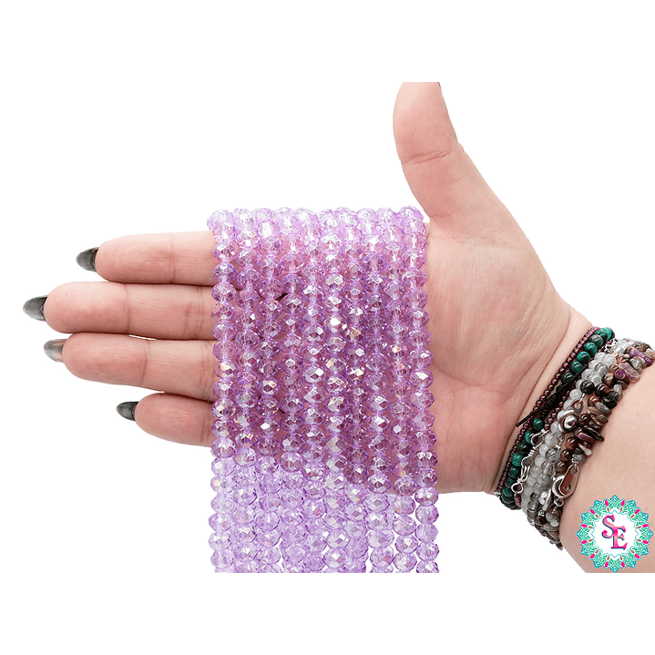 CRISTAL MURANO # 8MM LILA TRANSPARENTE AB 2