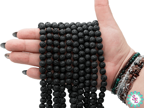 PIEDRA  VOLCANICA NEGRA # 8MM 