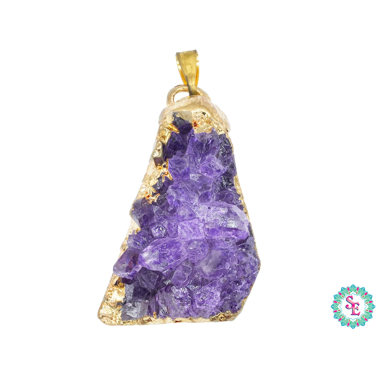 IMITACIÓN DRUSA DIJE AMATISTA DORADA 35*21MM 1