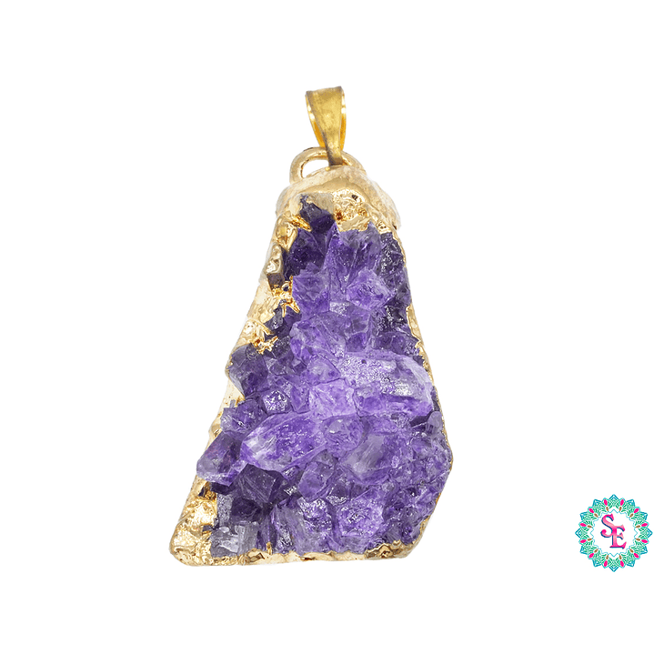 IMITACIÓN DRUSA DIJE AMATISTA DORADA 35*21MM 1