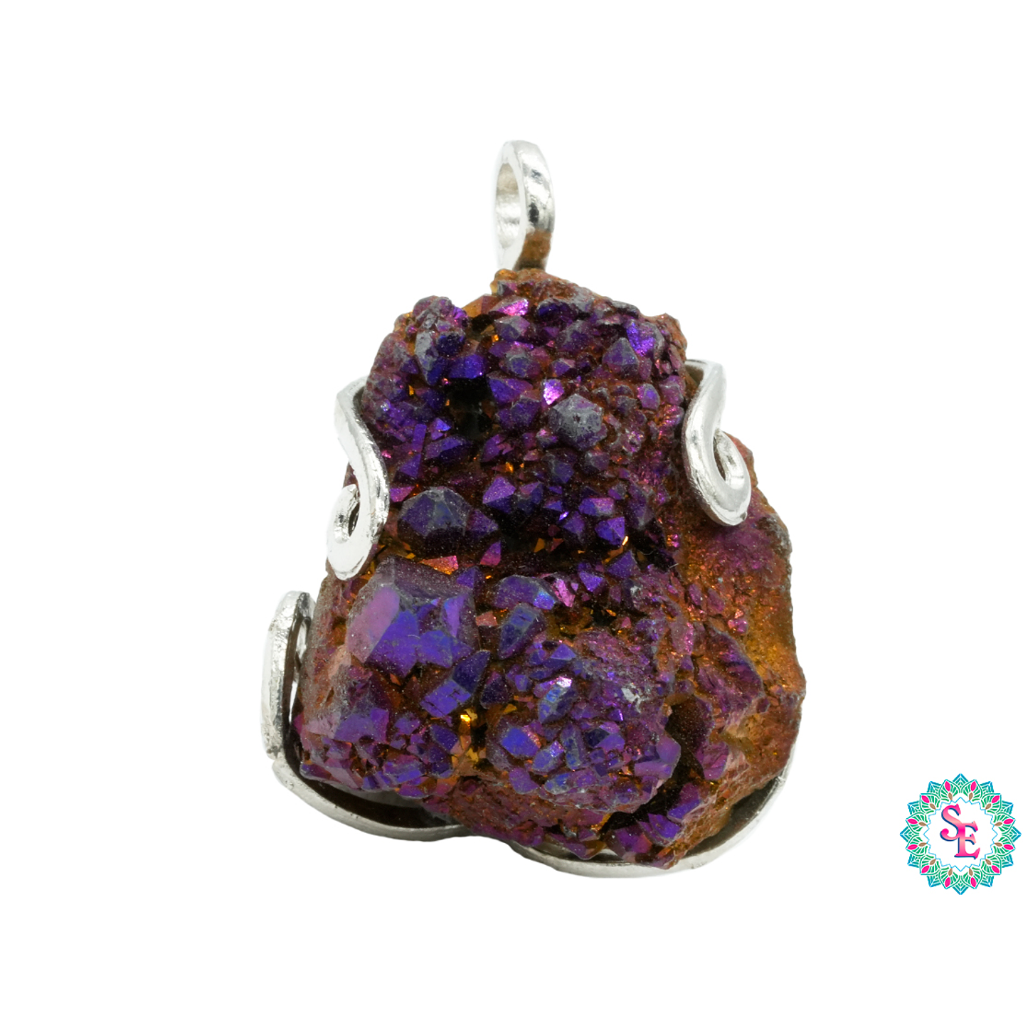 IMITACIÓN DRUSA DIJE COLORES ENCASQUETADA PLATEADA 34*25MM X UND  1