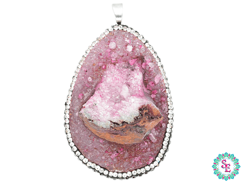 IMITACÓN DRUSA DIJE FUCSIA OSCURA 2 BORDE CIRCON 55*36MM