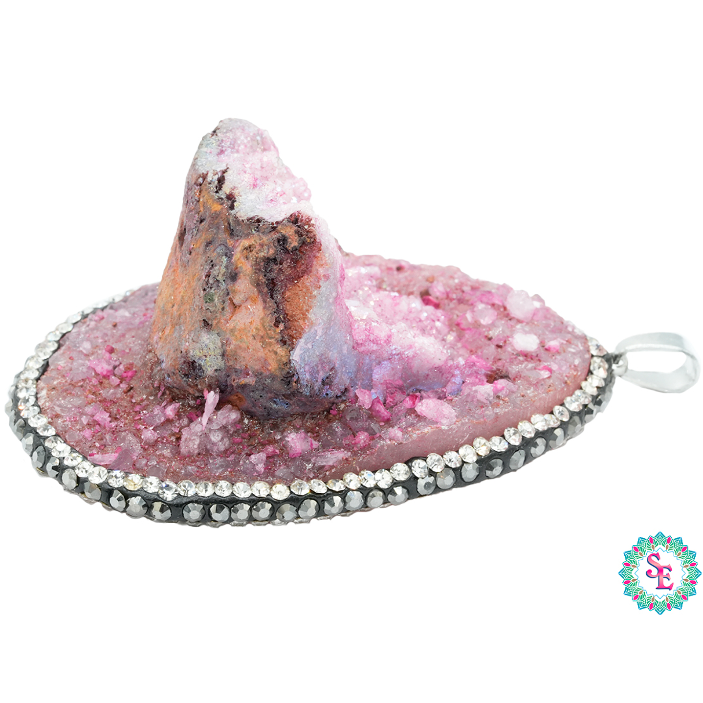 IMITACÓN DRUSA DIJE FUCSIA OSCURA 2 BORDE CIRCON 55*36MM 2