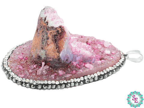 IMITACÓN DRUSA DIJE FUCSIA OSCURA 2 BORDE CIRCON 55*36MM