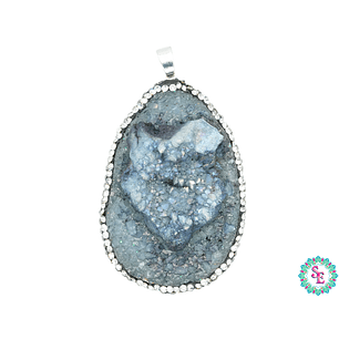 IMITACIÓN DRUSA DIJE AZUL OSCURO 3 BORDE CIRCON 55*36 MM 