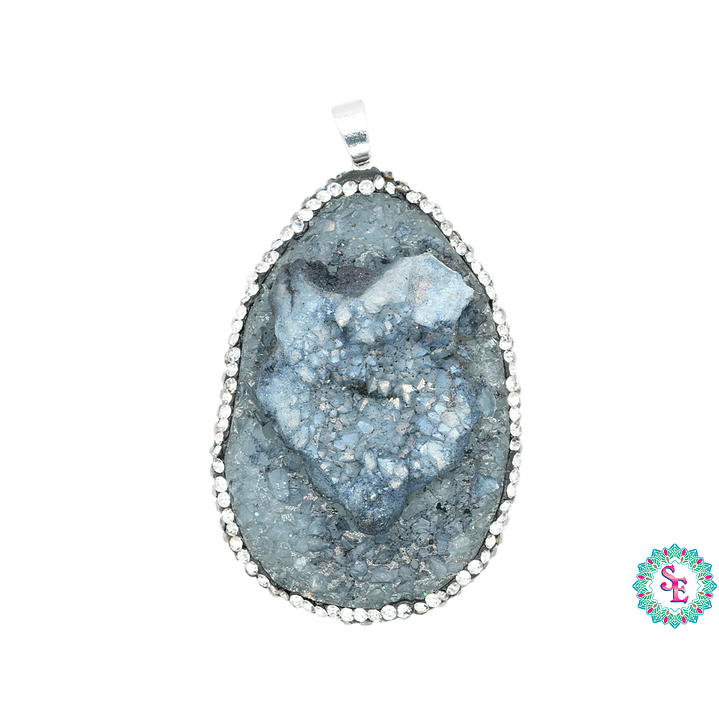 IMITACIÓN DRUSA DIJE AZUL OSCURO 3 BORDE CIRCON 55*36 MM  1