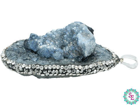 IMITACIÓN DRUSA DIJE AZUL OSCURO 3 BORDE CIRCON 55*36 MM 