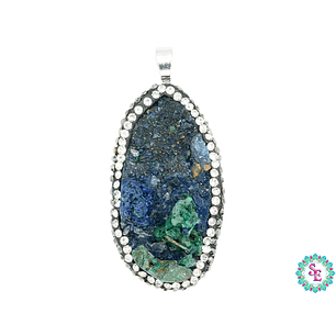 IMITACIÓN DRUSA DIJE AZUL VERDE 6 BORDE CIRCON 55*36MM 