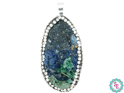 IMITACIÓN DRUSA DIJE AZUL VERDE 6 BORDE CIRCON 55*36MM 